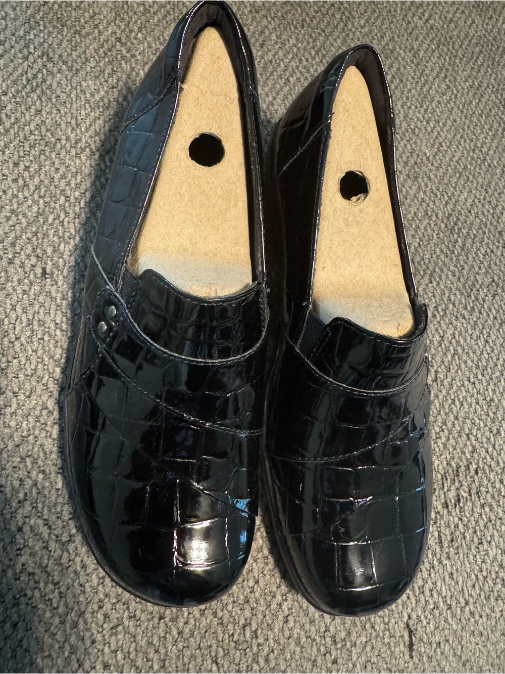 Clarks May Marigold Black Patent Leather Slip-On Loafers